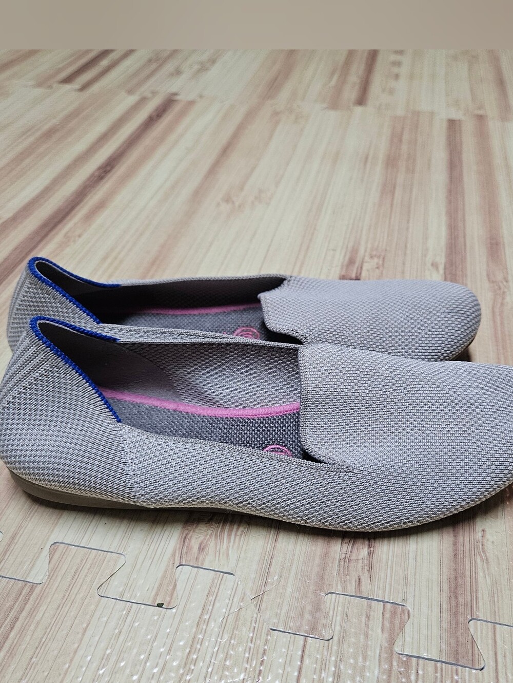 Rothy's Linen Loafer Flats Womens Size 8.5 Double Stitch Beige Knit Slip On